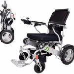 Lightweight Folding Electric Wheelchair, Deluxe Fold Foldable Power Compact Mobility Aid Wheel Chair, Dual Battery, Longest Driving Range Power Wheelchair