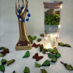 Handmade bracelet of heart shaped white smiley face & blue beads.                                         سوار لليد مصنوع يدويا من خرز على شكل قلوب زرقاء و قلوب سمايلي بيضاء