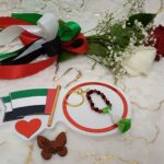 Handmade Keychain made of UAE flag colors beads in special design.