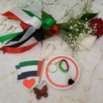 Handmade Keychain made of UAE flag colors beads in special design.